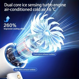 Ventilador de Mão com Turbina Turbo Ajustável 100 Velocidades | Bateria Recarregável 3000mAh, Display Digital | Mini Ventilador Portátil para Viagens, Camping, Escritório e Esportes ao Ar Livre | Presente Silencioso de Resfriamento para Homens & Mulheres
