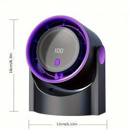 Ventilador portátil recarregável via USB | 100 níveis de resfriamento ajustáveis | Montagem na parede e mesa | Resfriamento rápido | Display digital | Adequado para casa, escritório, cozinha, banheiro e camping ao ar livre | Design roxo, ventilador compac