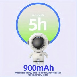 Ventilador Portátil de Mão, Ventilador com Corda para Pendurar Astronauta, Mini Ventilador de Pescoço Refrescante com 3 Velocidades e Carregamento USB, Para Homens e Mulheres Adultos