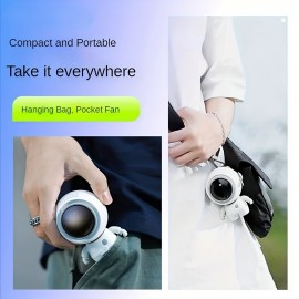Ventilador Portátil de Mão, Ventilador com Corda para Pendurar Astronauta, Mini Ventilador de Pescoço Refrescante com 3 Velocidades e Carregamento USB, Para Homens e Mulheres Adultos