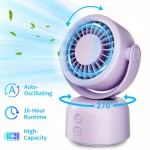 Ventilador de mesa mini para quarto, ventilador de ar de mesa para resfriamento, fluxo de ar poderoso, ventilador oscilante manual vertical de 120° +270° automático, 3 velocidades, temporizador de 16 horas, ventilador silencioso, quarto, casa, escritório,