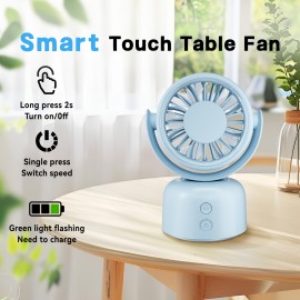 Ventilador de mesa mini para quarto, ventilador de ar de mesa para resfriamento, fluxo de ar poderoso, ventilador oscilante manual vertical de 120° +270° automático, 3 velocidades, temporizador de 16 horas, ventilador silencioso, quarto, casa, escritório,