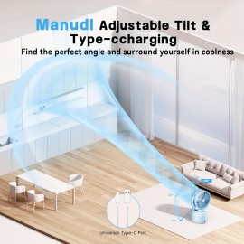 Ventilador de mesa mini para quarto, ventilador de ar de mesa para resfriamento, fluxo de ar poderoso, ventilador oscilante manual vertical de 120° +270° automático, 3 velocidades, temporizador de 16 horas, ventilador silencioso, quarto, casa, escritório,