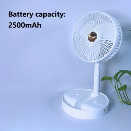 Ventilador de mesa portátil USB Ventilador pequeno Ventilador redondo Ventilador de mesa silencioso recargável Ventilador elétrico portátil Ventilador elétrico doméstico Cozinha doméstica Acampamento ao ar livre Dormitório Escritório Ventilador de circula