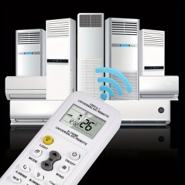 Controle Remoto de Ar Condicionado [Branco] - Temporizador Programável, Relógio Embutido, Ligar/Descindir Automático, Luz Noturna - Sem Bateria Incluída, Carcaça de Plástico Durável, Compatível com a Maioria dos Aquecedores e Resfriadores, Controle Climát