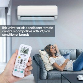 Controle Remoto de Ar Condicionado [Branco] - Temporizador Programável, Relógio Embutido, Ligar/Descindir Automático, Luz Noturna - Sem Bateria Incluída, Carcaça de Plástico Durável, Compatível com a Maioria dos Aquecedores e Resfriadores, Controle Climát