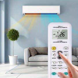 Controle Remoto de Ar Condicionado [Branco] - Temporizador Programável, Relógio Embutido, Ligar/Descindir Automático, Luz Noturna - Sem Bateria Incluída, Carcaça de Plástico Durável, Compatível com a Maioria dos Aquecedores e Resfriadores, Controle Climát