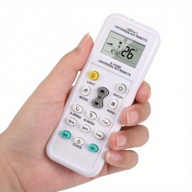 Controle Remoto de Ar Condicionado [Branco] - Temporizador Programável, Relógio Embutido, Ligar/Descindir Automático, Luz Noturna - Sem Bateria Incluída, Carcaça de Plástico Durável, Compatível com a Maioria dos Aquecedores e Resfriadores, Controle Climát
