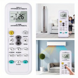 Controle Remoto de Ar Condicionado [Branco] - Temporizador Programável, Relógio Embutido, Ligar/Descindir Automático, Luz Noturna - Sem Bateria Incluída, Carcaça de Plástico Durável, Compatível com a Maioria dos Aquecedores e Resfriadores, Controle Climát