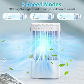 Ar Condicionado Portátil, Humidificador De Ar, Ventilador De Mesa, Ventilador De Resfriamento, Mini Ar Condicionado, 4 Em 1 Mini Ar Condicionado Evaporativo Ventilador De Resfriamento De Ar Com Tanque De Água De 33,81 Onças, 3 Velocidades E 7 Luzes LED, T
