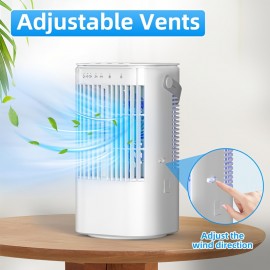 Ar Condicionado Portátil, Humidificador De Ar, Ventilador De Mesa, Ventilador De Resfriamento, Mini Ar Condicionado, 4 Em 1 Mini Ar Condicionado Evaporativo Ventilador De Resfriamento De Ar Com Tanque De Água De 33,81 Onças, 3 Velocidades E 7 Luzes LED, T