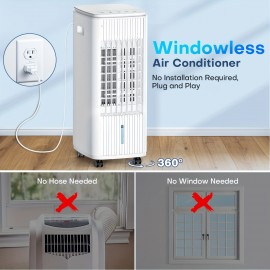 Resfriador de Pântano 3 EM 1, Resfriador Evaporativo de Ar, 2 Modos e 3 Velocidades, Resfriador Sem Janela de 25 POLEGADAS, Controle Remoto, Temporizador Inteligente