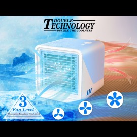 Ar condicionado portátil e humidificador | Funções de resfriamento, ventilação e pulverização 3 em 1 alimentadas por USB | Material ABS | Uso interno e externo | Superfície polida com controle de botões | Função de pulverização para casa e escritório | Co