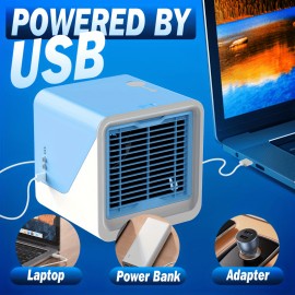 Ar condicionado portátil e humidificador | Funções de resfriamento, ventilação e pulverização 3 em 1 alimentadas por USB | Material ABS | Uso interno e externo | Superfície polida com controle de botões | Função de pulverização para casa e escritório | Co