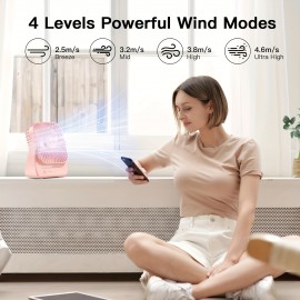 Ventilador de mesa 4 de refrigeração mais rápida Fluxo de ar portátil Pequeno ventilador recarregável Super silencioso Mini ventilador pessoal Escritório, quarto, casa Cozinha Atividades ao ar livre Cabeça inclinável ajustável 180°