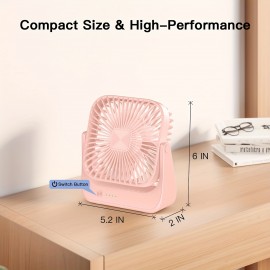 Ventilador de mesa 4 de refrigeração mais rápida Fluxo de ar portátil Pequeno ventilador recarregável Super silencioso Mini ventilador pessoal Escritório, quarto, casa Cozinha Atividades ao ar livre Cabeça inclinável ajustável 180°