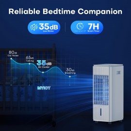 Resfriador de ar sem janelas 3 em 1, tanques duplos, temporizador inteligente, 3 pacotes de gelo, resfriador de ar evaporativo de 60 W, oscilação de 70°, 3 velocidades, resfriador de lagoa de 25 polegadas para quarto