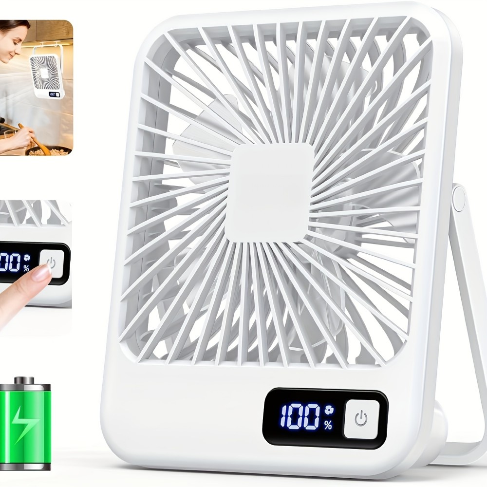 Ventilador de mesa mini YITUMU, recarregável por USB, portátil e de viagem, recarregável para cruzeiros, vento forte, ventilador de resfriamento portátil de 5 velocidades, operação silenciosa, adequado para casa, escritório, carro e viagens ao ar livre.