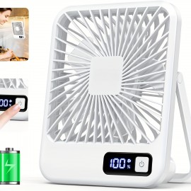Ventilador de mesa mini YITUMU, recarregável por USB, portátil e de viagem, recarregável para cruzeiros, vento forte, ventilador de resfriamento portátil de 5 velocidades, operação silenciosa, adequado para casa, escritório, carro e viagens ao ar livre.