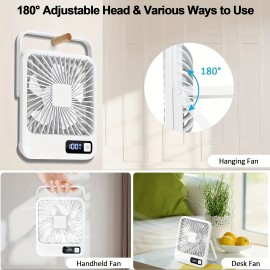 Ventilador de mesa mini YITUMU, recarregável por USB, portátil e de viagem, recarregável para cruzeiros, vento forte, ventilador de resfriamento portátil de 5 velocidades, operação silenciosa, adequado para casa, escritório, carro e viagens ao ar livre.