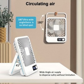 Ventilador de mesa mini YITUMU, recarregável por USB, portátil e de viagem, recarregável para cruzeiros, vento forte, ventilador de resfriamento portátil de 5 velocidades, operação silenciosa, adequado para casa, escritório, carro e viagens ao ar livre.