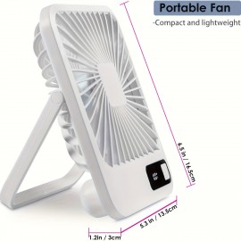 Ventilador de mesa mini YITUMU, recarregável por USB, portátil e de viagem, recarregável para cruzeiros, vento forte, ventilador de resfriamento portátil de 5 velocidades, operação silenciosa, adequado para casa, escritório, carro e viagens ao ar livre.