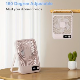 Ventilador de mesa mini YITUMU, recarregável por USB, portátil e de viagem, recarregável para cruzeiros, vento forte, ventilador de resfriamento portátil de 5 velocidades, operação silenciosa, adequado para casa, escritório, carro e viagens ao ar livre.