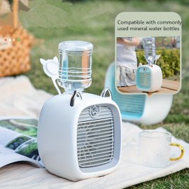 Mini ventilador de mesa USB com spray de raposa fofo, criativo e de mesa, com um ventilador pequeno, recarregável, com direção de vento ajustável, três velocidades de vento.