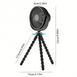 Ventilador elétrico recarregável por USB, ventilador rotativo de 360 graus, mini ventilador octopus portátil, ventilador de arrefecimento portátil de 3 velocidades, adequado para cabides, suportes, embalagens, exterior, secretária, escritório e muitos out