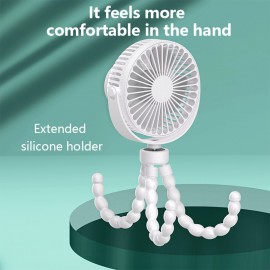 Ventilador elétrico recarregável por USB, ventilador rotativo de 360 graus, mini ventilador octopus portátil, ventilador de arrefecimento portátil de 3 velocidades, adequado para cabides, suportes, embalagens, exterior, secretária, escritório e muitos out