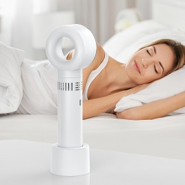 Este ventilador portátil USB é elegante, compacto e fresco, com um design sem lâminas para uma utilização fácil de mão ou em pé. Associado a um mini secador de cabelo, é adequado para casa, escritório, quarto e acampamentos ao ar livre/festivais de música