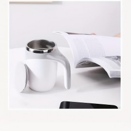 Copo de viagem automático de mistura magnética - Carregamento USB, adequado para várias bebidas, ótimo para café, leite, chocolate, mocha - (Branco, Café) Copo de café portátil | Recipiente de bebida de moda (2 peças - Incluindo copo e cabo de carregament