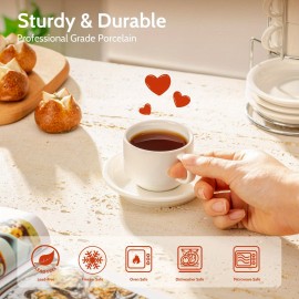 Conjunto de 4 Copos de Espresso Empilháveis de Porcelana Sweese de 2.5 Onças com Pires e Suporte Metálico