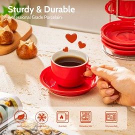 Conjunto de 4 Copos de Espresso Empilháveis de Porcelana Sweese de 2.5 Onças com Pires e Suporte Metálico
