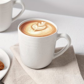 Conjunto de 4 Canecas de Café em Pedra, 14 oz Conjunto de 4 Canecas de Café, Canecas de Café com Alça para Latte, Mocha, Cacau, Chá, Branco