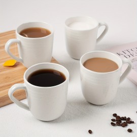 Conjunto de 4 Canecas de Café em Pedra, 14 oz Conjunto de 4 Canecas de Café, Canecas de Café com Alça para Latte, Mocha, Cacau, Chá, Branco