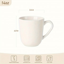 Conjunto de 4 Canecas de Café em Pedra, 14 oz Conjunto de 4 Canecas de Café, Canecas de Café com Alça para Latte, Mocha, Cacau, Chá, Branco