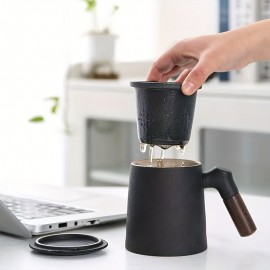 Caneca de Cerâmica com Filtro para Separação de Chá e Tampa - Copo de Água Pessoal para Homens e Mulheres no Escritório, Presente Perfeito para Amigos do Dia dos Namorados