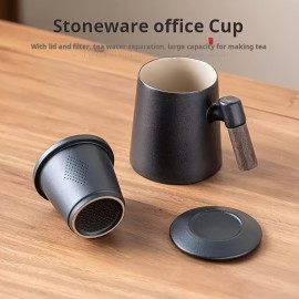 Caneca de Cerâmica com Filtro para Separação de Chá e Tampa - Copo de Água Pessoal para Homens e Mulheres no Escritório, Presente Perfeito para Amigos do Dia dos Namorados