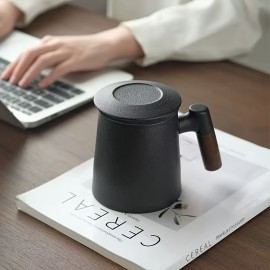 Caneca de Cerâmica com Filtro para Separação de Chá e Tampa - Copo de Água Pessoal para Homens e Mulheres no Escritório, Presente Perfeito para Amigos do Dia dos Namorados