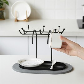 Suporte para xícara de café, bandeja absorvente de diatomita, xícaras de chá de cabeça para baixo, xícaras de vidro, armazenamento de xícaras de mesa, absorvente, resistente à umidade, almofada absorvente de café de secagem rápida