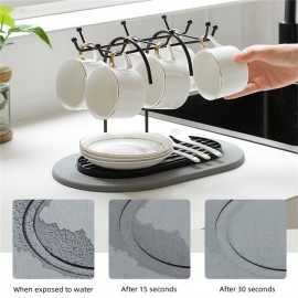 Suporte para xícara de café, bandeja absorvente de diatomita, xícaras de chá de cabeça para baixo, xícaras de vidro, armazenamento de xícaras de mesa, absorvente, resistente à umidade, almofada absorvente de café de secagem rápida