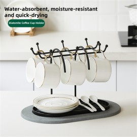Suporte para xícara de café, bandeja absorvente de diatomita, xícaras de chá de cabeça para baixo, xícaras de vidro, armazenamento de xícaras de mesa, absorvente, resistente à umidade, almofada absorvente de café de secagem rápida