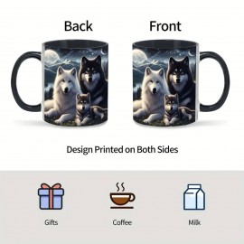 1peça 11oz Caneca de Porcelana com Tema de Lobo - Ideal para Café, Chá, Vinho e Mais - Presente Perfeita para Feriados e Ocasiões Especiais