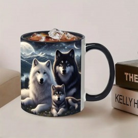 1peça 11oz Caneca de Porcelana com Tema de Lobo - Ideal para Café, Chá, Vinho e Mais - Presente Perfeita para Feriados e Ocasiões Especiais