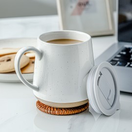 Conjunto de 4 canecas de café de cerâmica de 17oz com tampa, conjunto de canecas de café, conjunto de canecas de café de cerâmica com alça grande, caneca de cerâmica grande com tampa para café, chá e muito mais, estilo HVH de fazenda