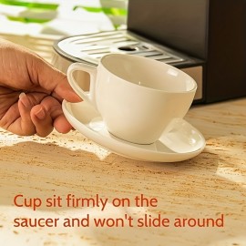 Conjunto de 6 xícaras de cappuccino Sweese de 6 oz com pires, xícara de espresso dupla de cerâmica - branco