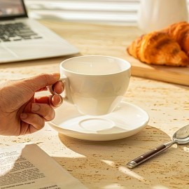 Conjunto de 6 xícaras de cappuccino Sweese de 6 oz com pires, xícara de espresso dupla de cerâmica - branco
