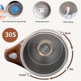 Copo de viagem com agitação automática magnética - Carregamento USB, Adequado para Vários Líquidos, Ótimo para Café, Leite, Chocolate, Mocha - (Branco, Café) Copo de Café Portátil | Recipiente de Bebidas de Moda 2 Peças (Incluindo Copo e Cabo de Carregame