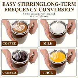 Copo de viagem com agitação automática magnética - Carregamento USB, Adequado para Vários Líquidos, Ótimo para Café, Leite, Chocolate, Mocha - (Branco, Café) Copo de Café Portátil | Recipiente de Bebidas de Moda 2 Peças (Incluindo Copo e Cabo de Carregame
